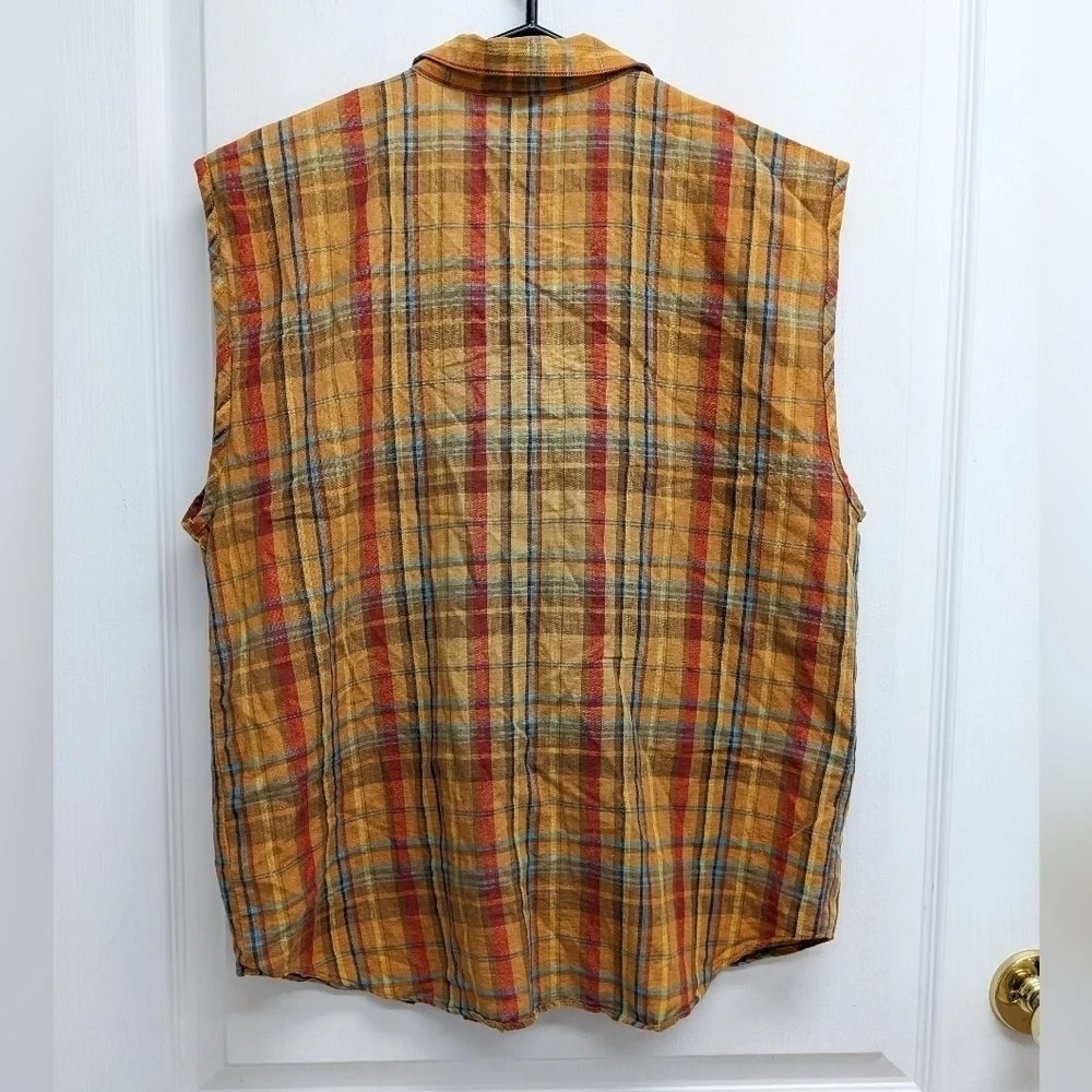 Didier Hagler vintage Madras plaid sleeveless button down shirt size 42 - Picture 3 of 11